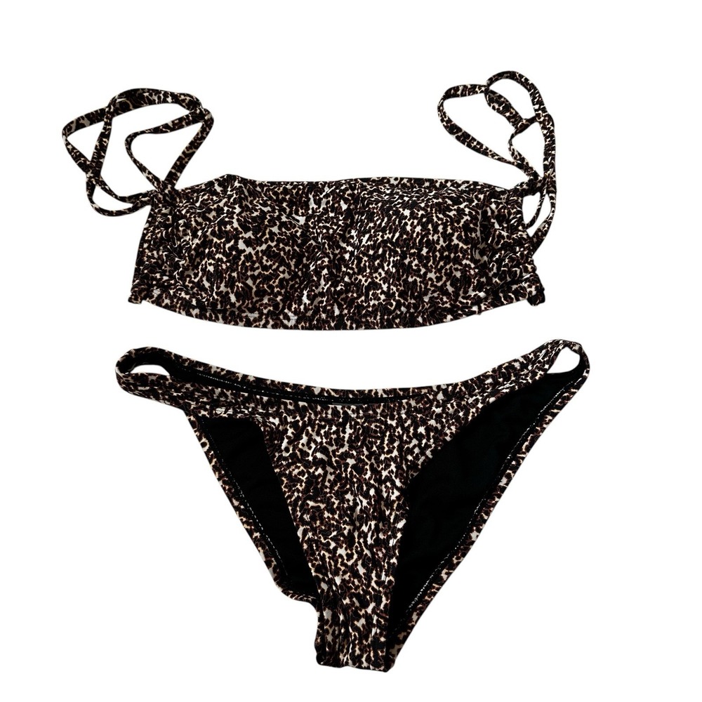 Lulus Women's Size Large Leopard Bikini Set Padded Swimsuit Swimwear | 69-28